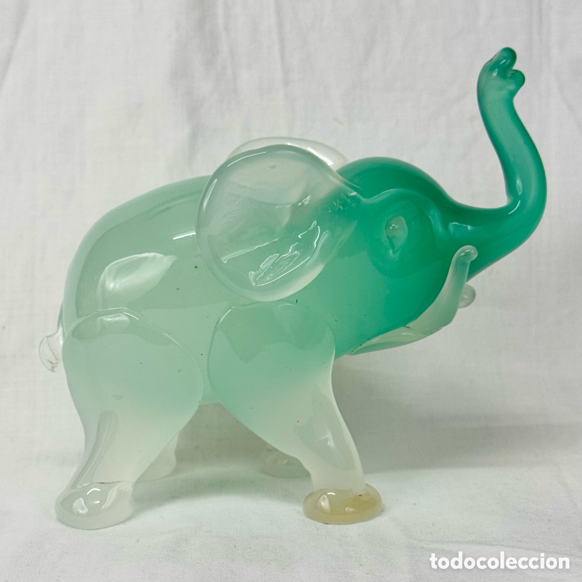 Antig&uuml;edades: FIGURA ELEFANTE CRISTAL MURANO SEGUSO OPALINA OPAL VIDRIO ITALIA SIN FALTAS