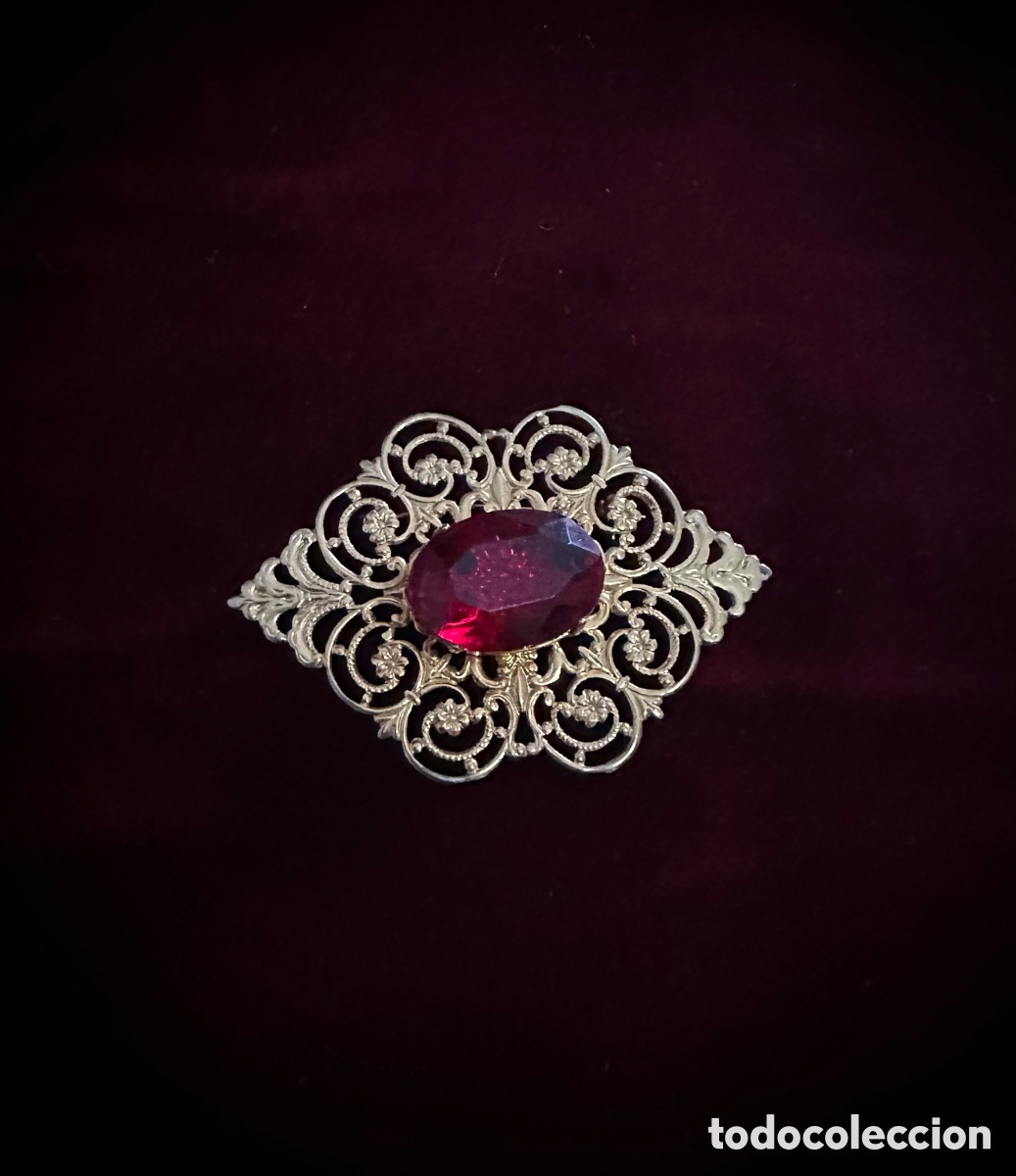 Antig&uuml;edades: Broche filigrana con Piedra Roja - Foto 2