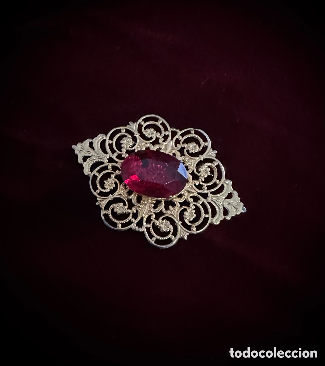 Antig&uuml;edades: Broche filigrana con Piedra Roja - Foto 3
