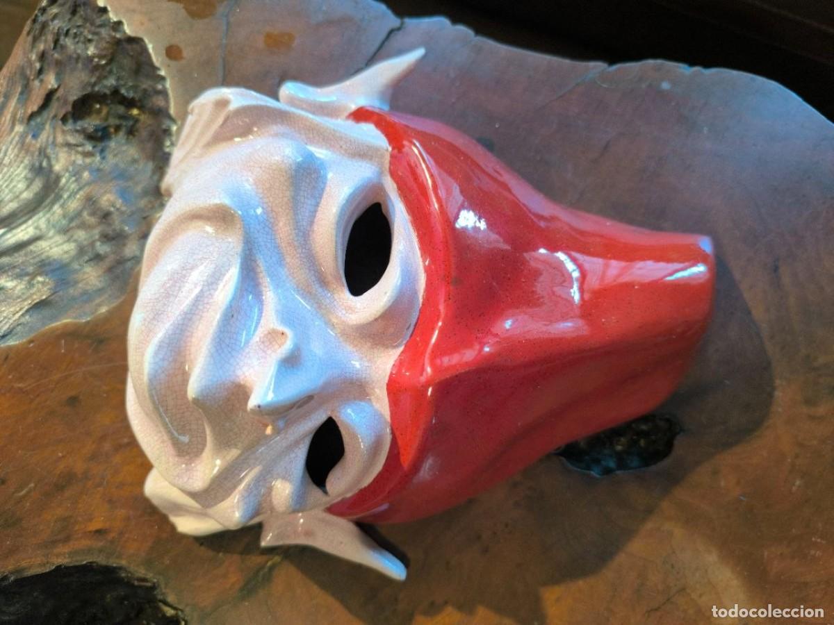 Antig&uuml;edades: CARETA DE CERAMICA, EL TRASGU DUENDE TRAVIESO ASTURIANO....? 22X24 CM
