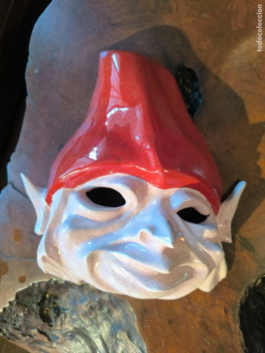 Antig&uuml;edades: CARETA DE CERAMICA, EL TRASGU DUENDE TRAVIESO ASTURIANO....? 22X24 CM