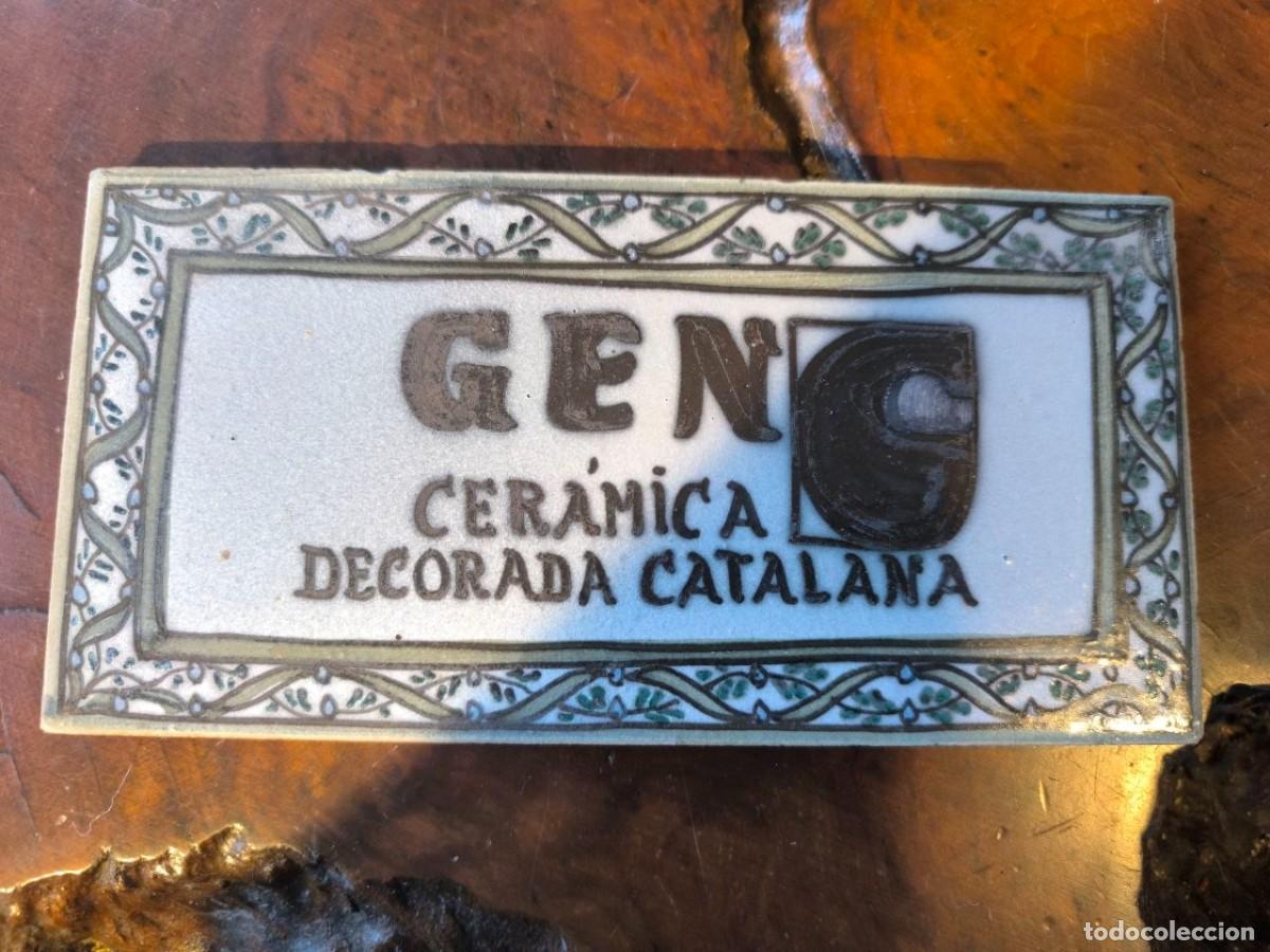 Antig&uuml;edades: AZULEJO GEN CERAMICA DECORADA CATALANA PINTADOS A MANO FIRMADOS THEO 202X101 MM