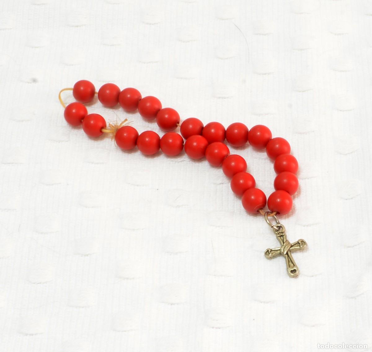 Antig&uuml;edades: PULSERITA ROSARIO DE CUENTAS DE PL&Aacute;STICO ROJO, EXC++