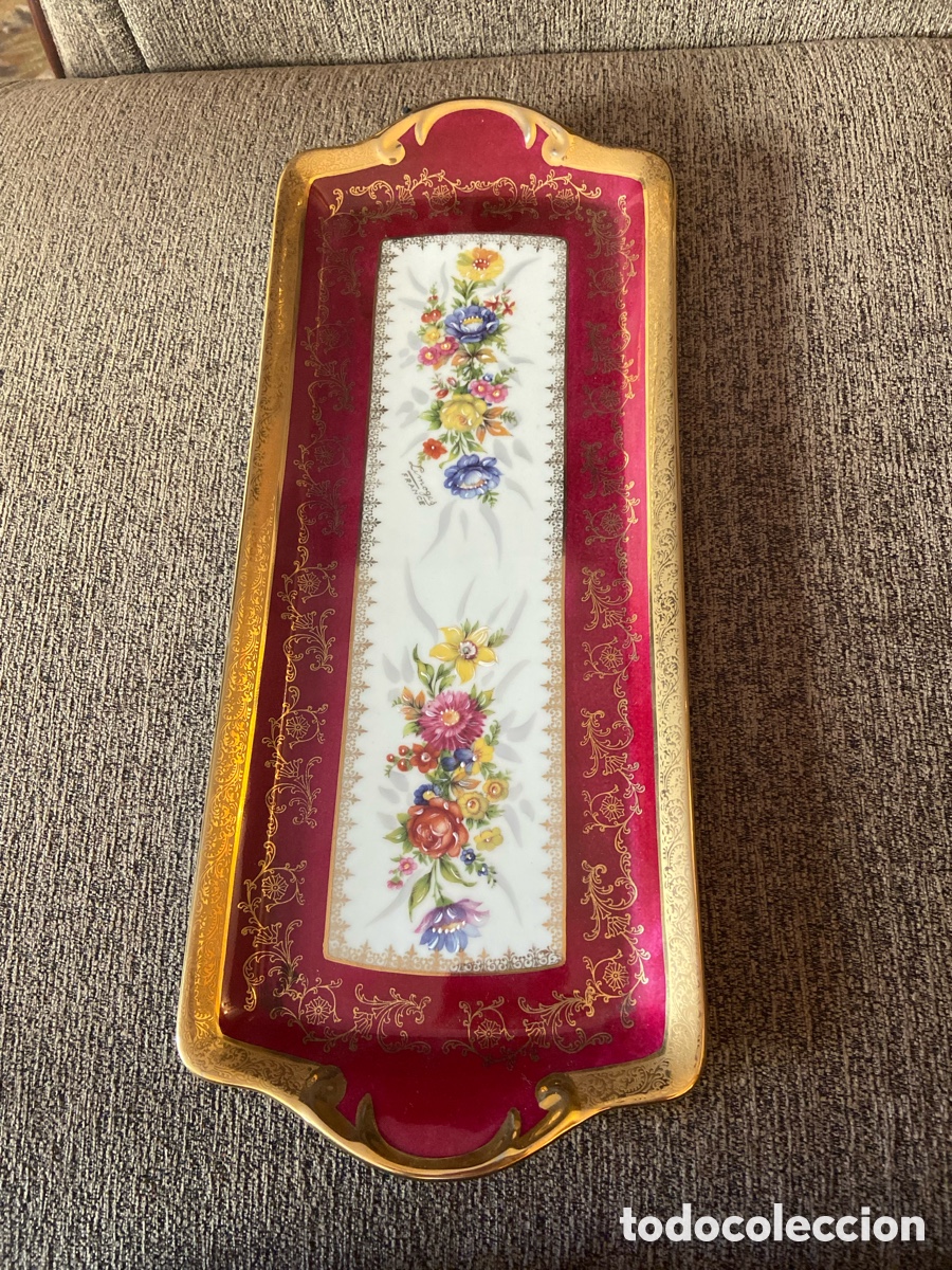 Antiguidades: Bandeja decorativa vintage de porcelana Limoges France &ndash; pintada a mano