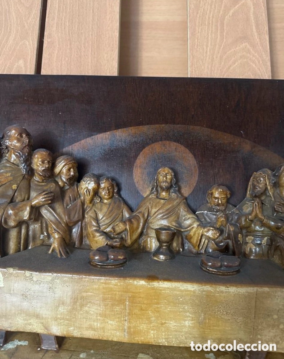 Antig&uuml;edades: Relieve la ultima cena en madera - Foto 2