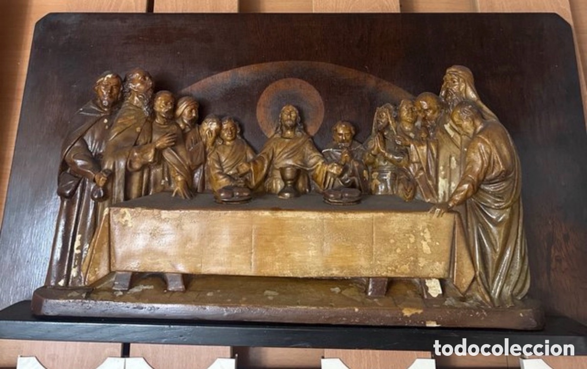 Antig&uuml;edades: Relieve la ultima cena en madera - Foto 4