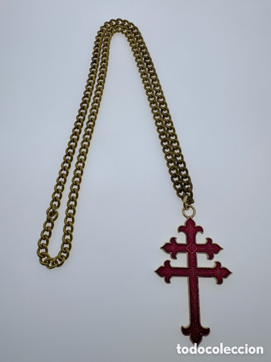Antiquit&auml;ten: Cruz Patriarcal de Plata Dorada y Esmalte Rojo (Orden del Santo Sepulcro)