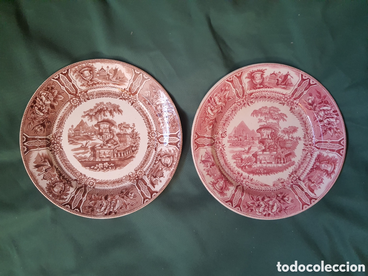 Antig&uuml;edades: Conjunto de dos platos llanos de la Serie G&oacute;ndola de Sargadelos.