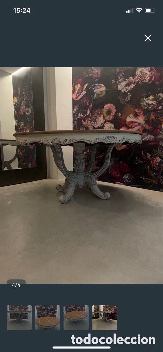 Antig&uuml;edades: Mesa Antigua redonda de madera estilo Luis XV