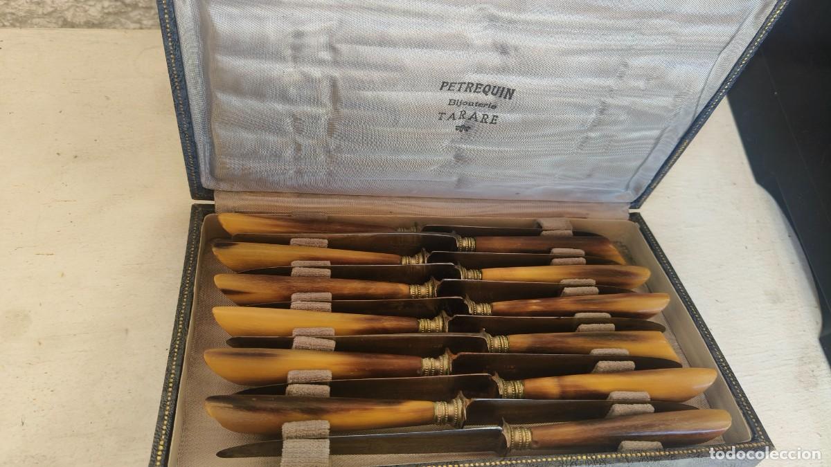 Antig&uuml;edades: Coffret 12 couteau 1890 acier carbone fondu et corne v&eacute;ritable