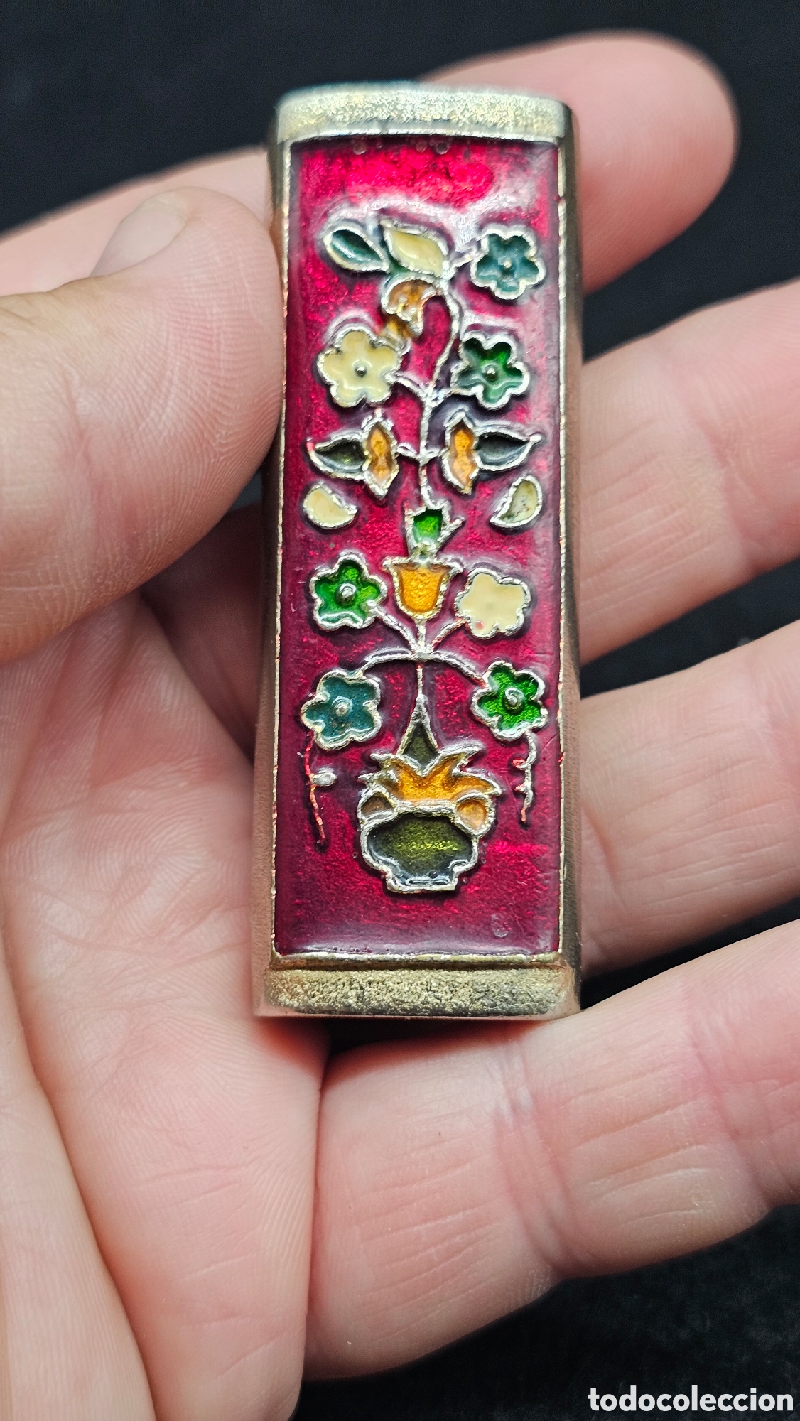 Antig&uuml;edades: Funda para mechero con esmaltes..... - Foto 3