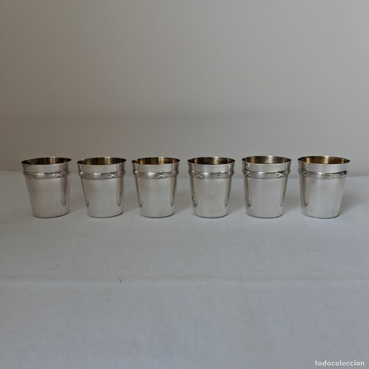 Antig&uuml;edades: Antique Silver Plate Shot Glasses Set of 6