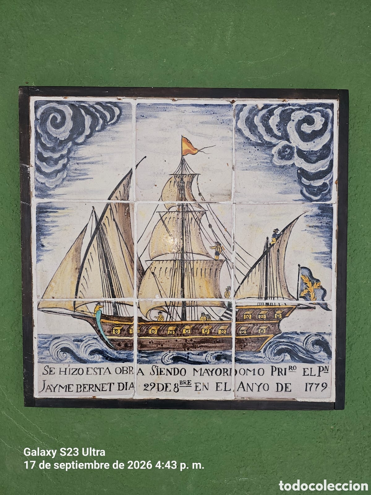 Antig&uuml;edades: 2 cuadros 18 baldosines temas nauticos