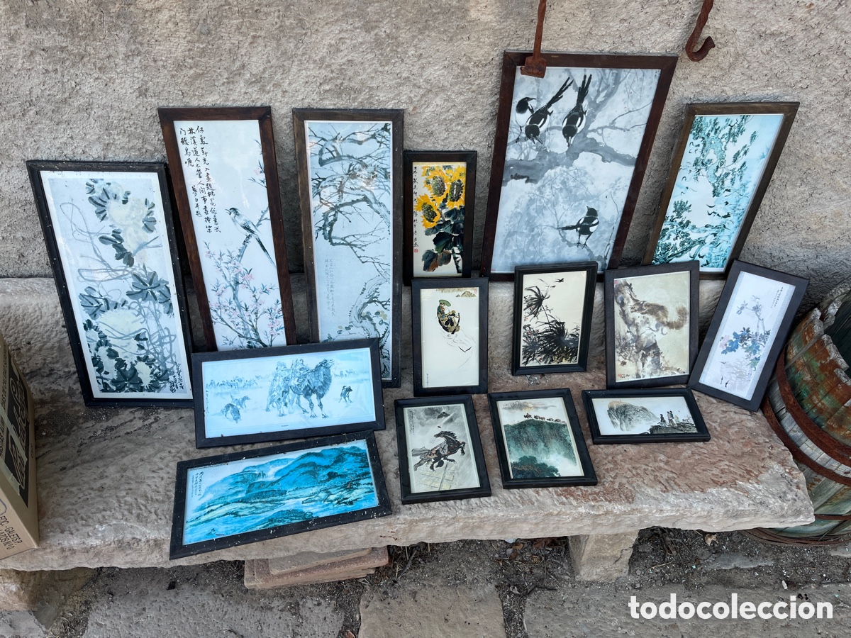 Antig&uuml;edades: Lote de cuadros y l&aacute;minas de tem&aacute;tica oriental
