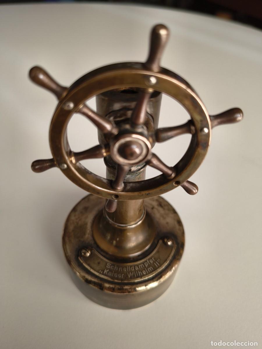 Antig&uuml;edades: Cortapuros de mesa antiguo - Tim&oacute;n de bronce/lat&oacute;n - Conmemorativo &rdquo;Schnelldampfer Kaiser Wilhelm II