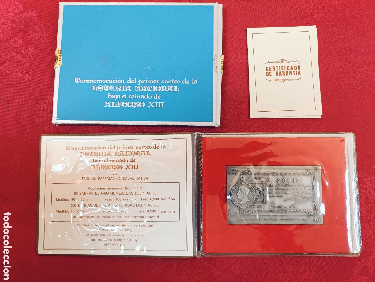 Antig&uuml;edades: LINGOTE PLATA PURA 999 . 150 GRAMOS . PRIMER SORTEO LOTERIA NACIONAL . ALFONSO XIII. NUMERADO