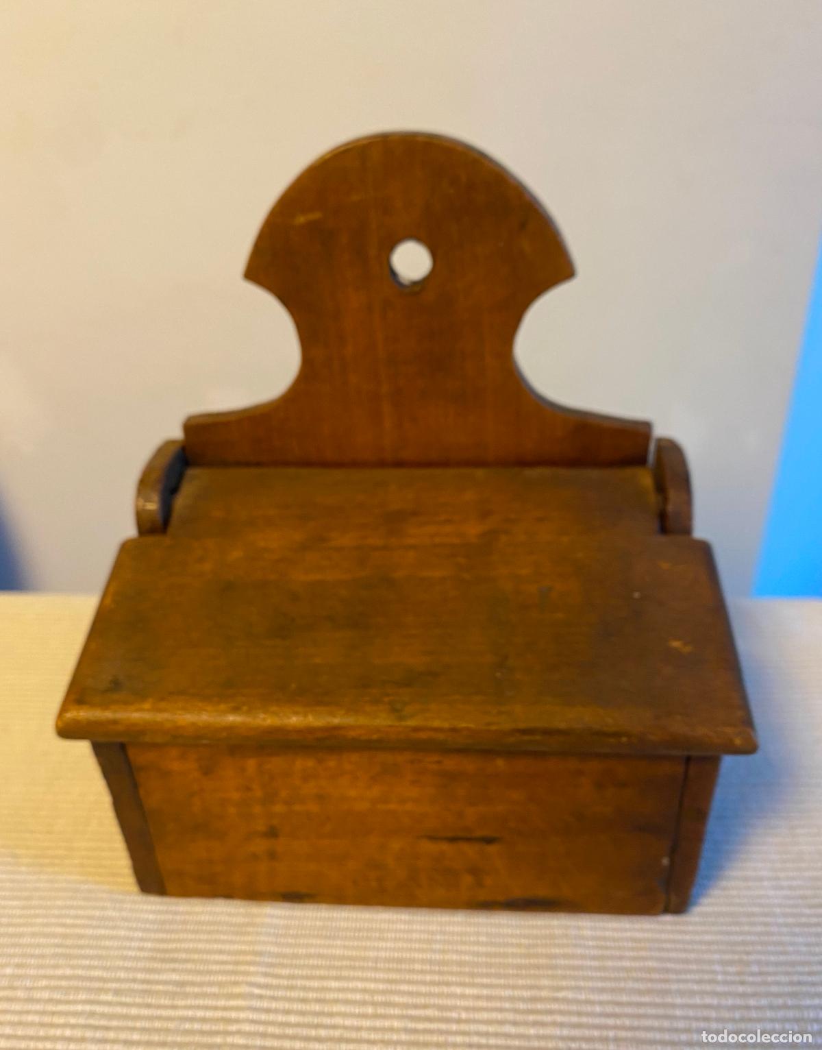 Antig&uuml;edades: ANTIGUO SALERO DE COCINA R&Uacute;STICO EN MADERA
