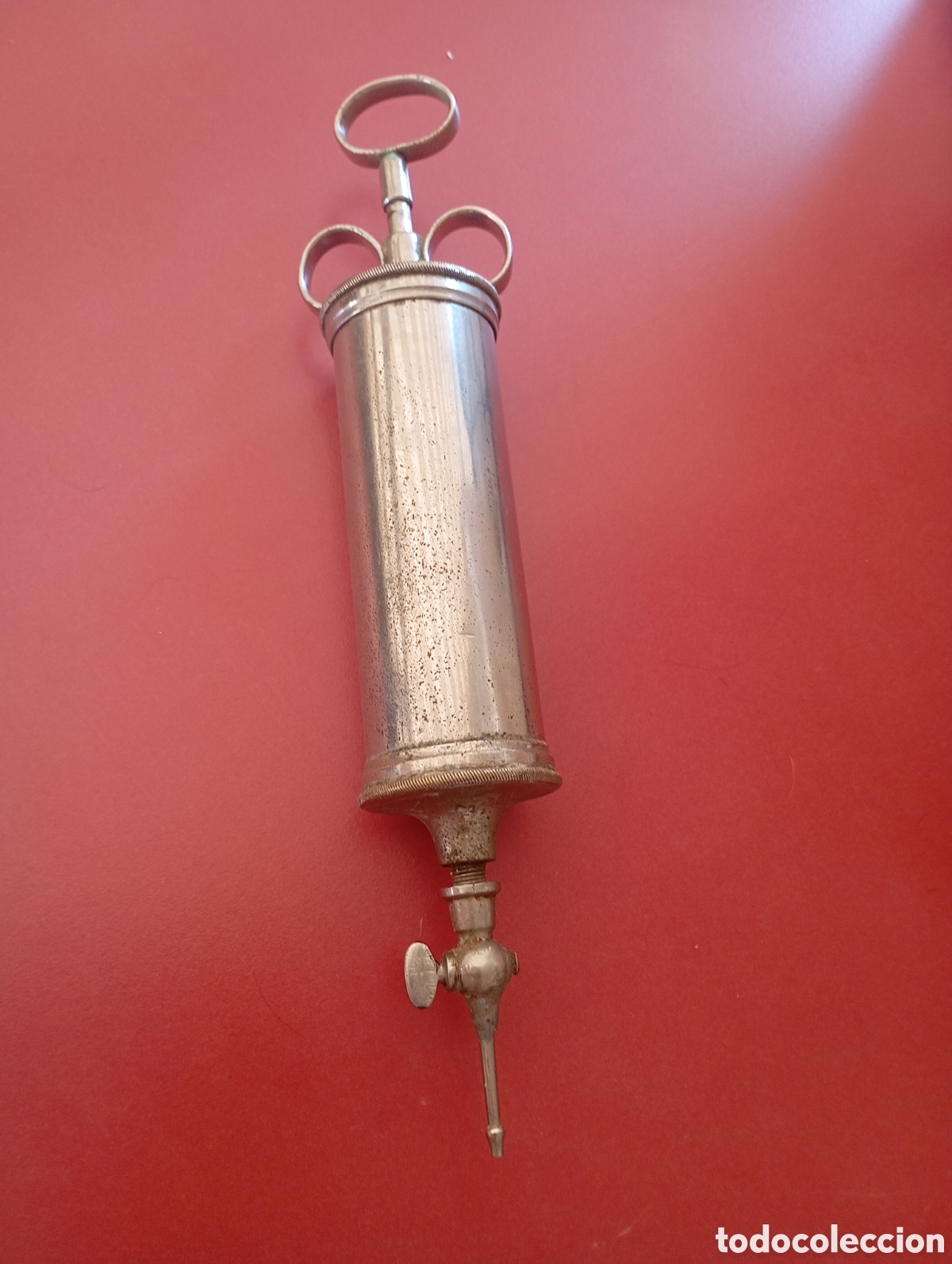 Antig&uuml;edades: Antigua Jeringa M&eacute;dica de Metal STILLE (Suecia), Siglo XIX-XX. Pieza de Colecci&oacute;n Quir&uacute;rgica