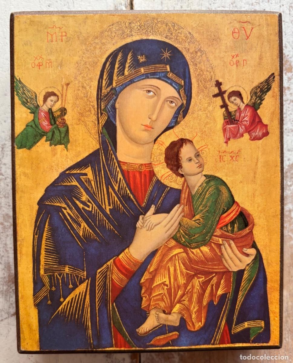 Antig&uuml;edades: Imagen religiosa bizantina icono de Nuestra Se&ntilde;ora del Perpetuo Socorro.