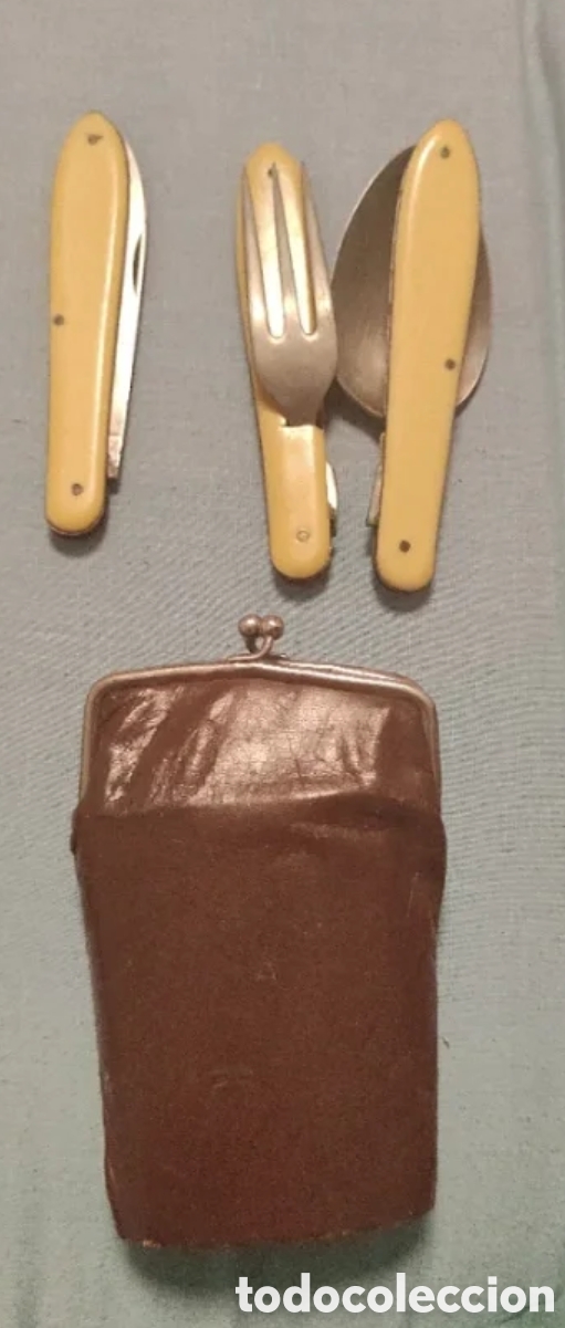 Antig&uuml;edades: Cubiertos para excursi&oacute;n picnic navaja solingen
