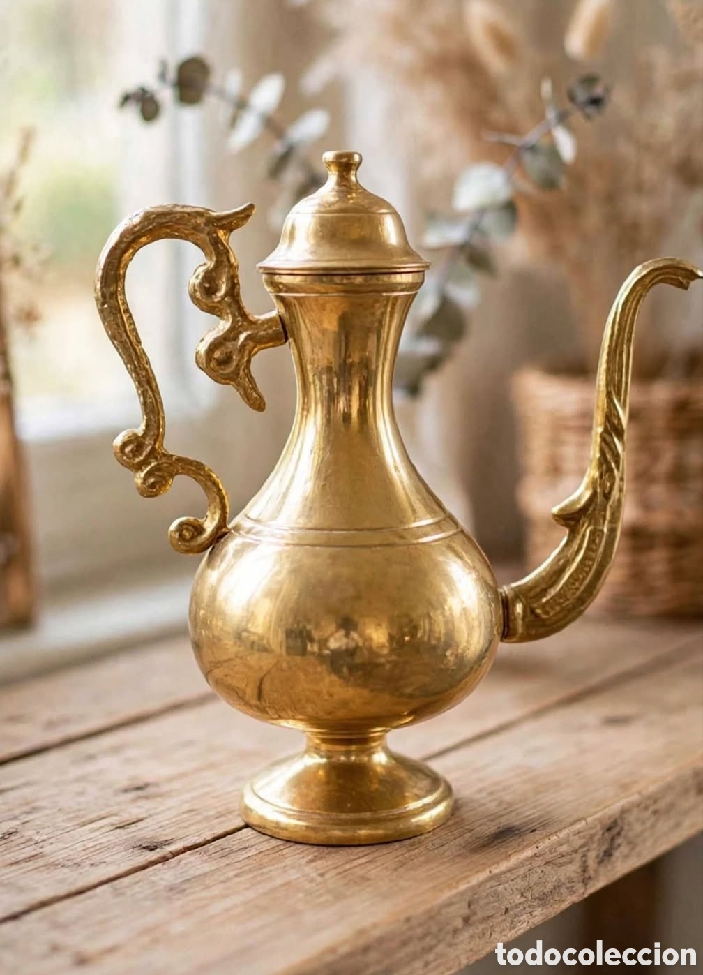 Antig&uuml;edades: TETERA DECORACI&Oacute;N LATON MACIZO 540GR. JARRA BRONCE VINTAGE. DECORACI&Oacute;N MARROQU&Iacute;