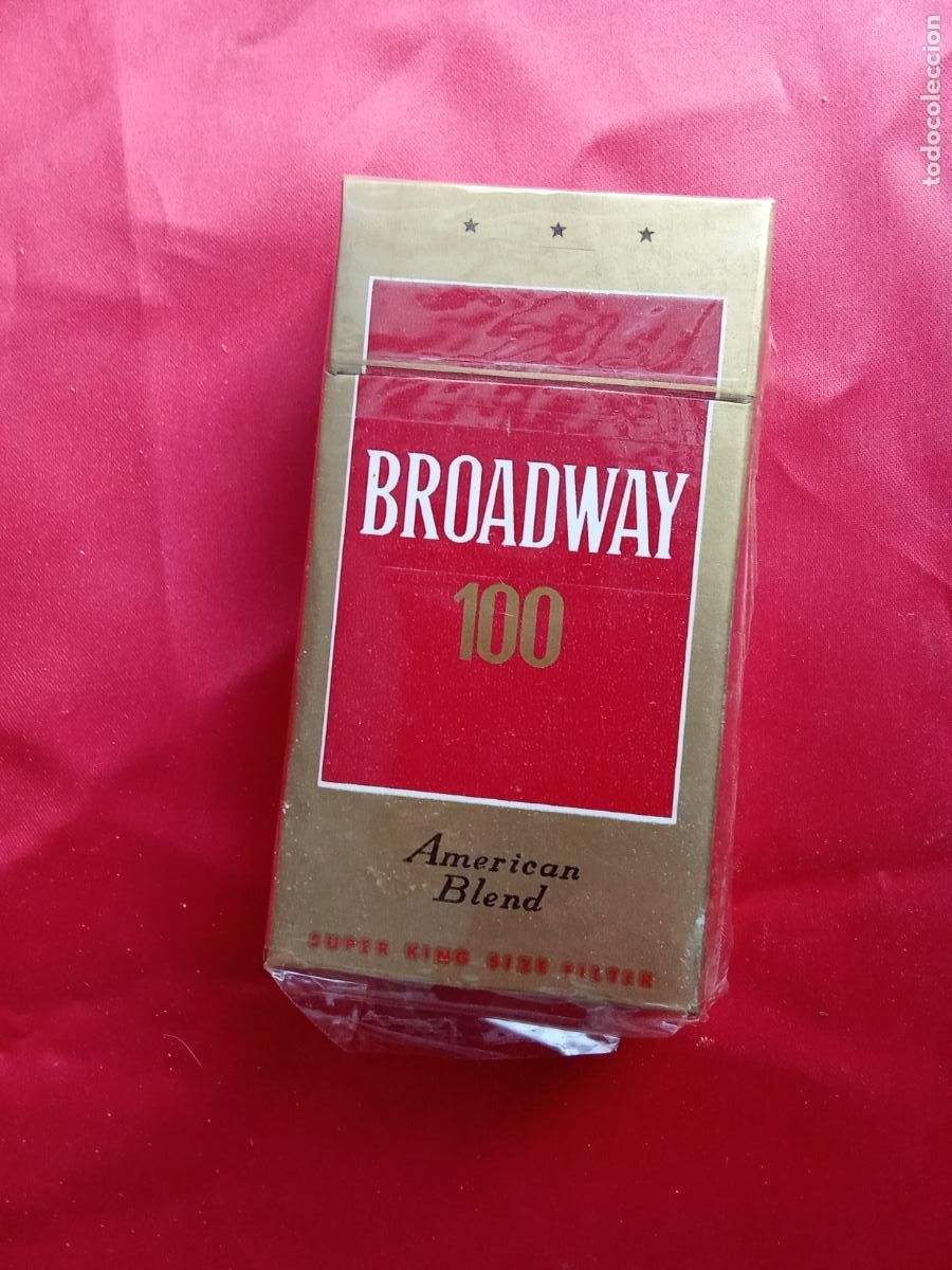 Antig&uuml;edades: Paquete tabaco sin abrir Brodway 100. Caja tabaco