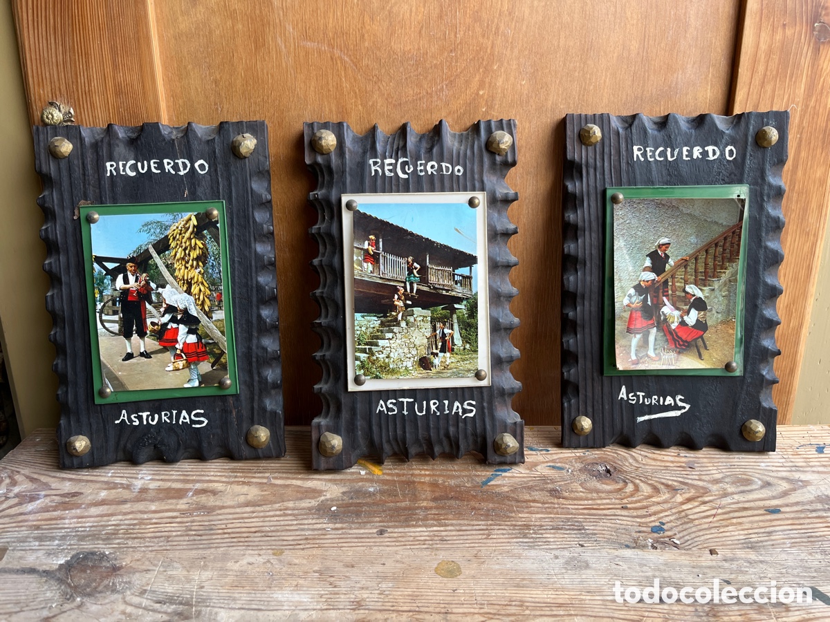 Antig&uuml;edades: Lote de 3 cuadros decorativos vintage Asturias
