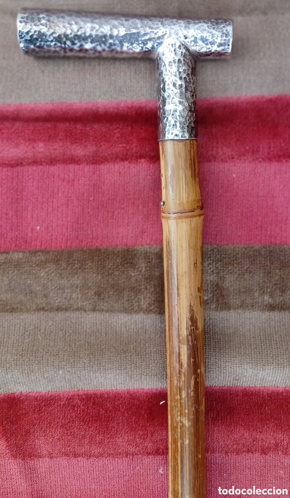 Antig&uuml;edades: Precioso antiguo baston de madera y empu&ntilde;adura de plata XIX