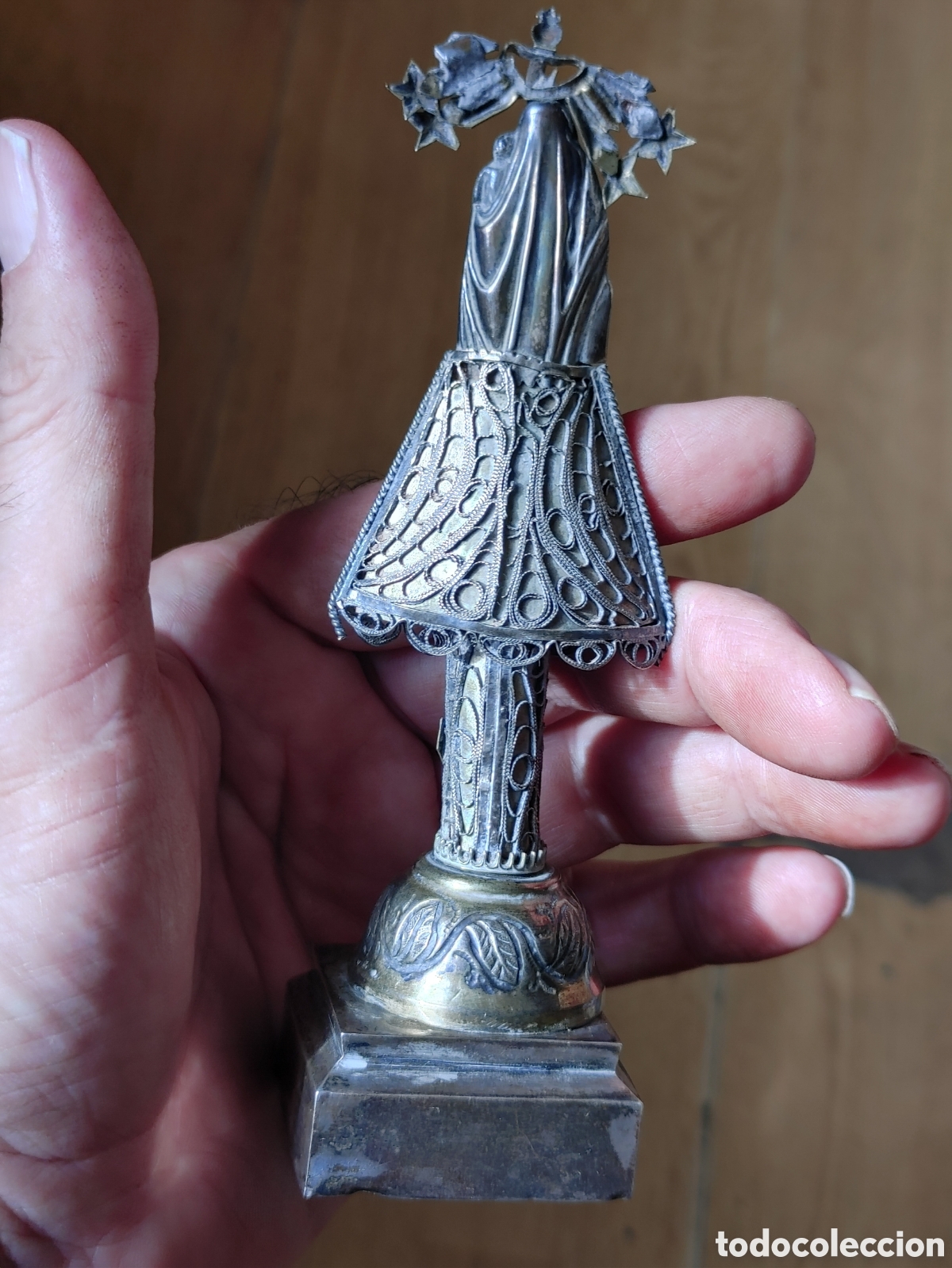 Antig&uuml;edades: Virgen del Pilar. En plata punzonada - Foto 3