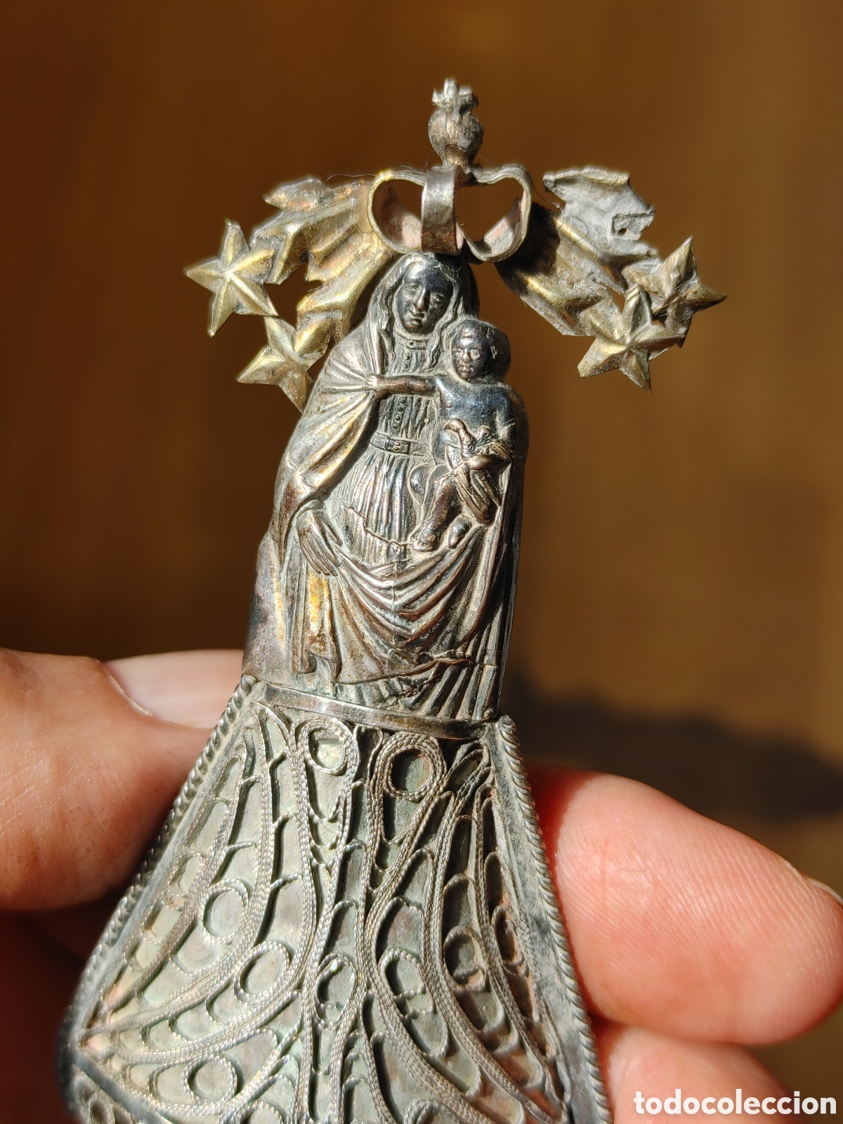 Antig&uuml;edades: Virgen del Pilar. En plata punzonada - Foto 5