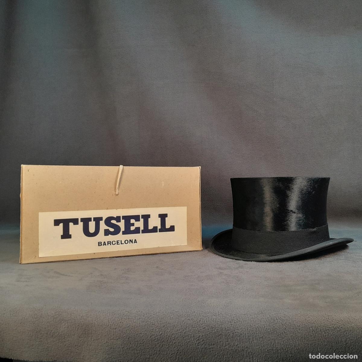 Antig&uuml;edades: S-427. SOMBRERO DE COPA ALTA TUSELL CON ESTUCHE ORIGINAL. SIGLO XX