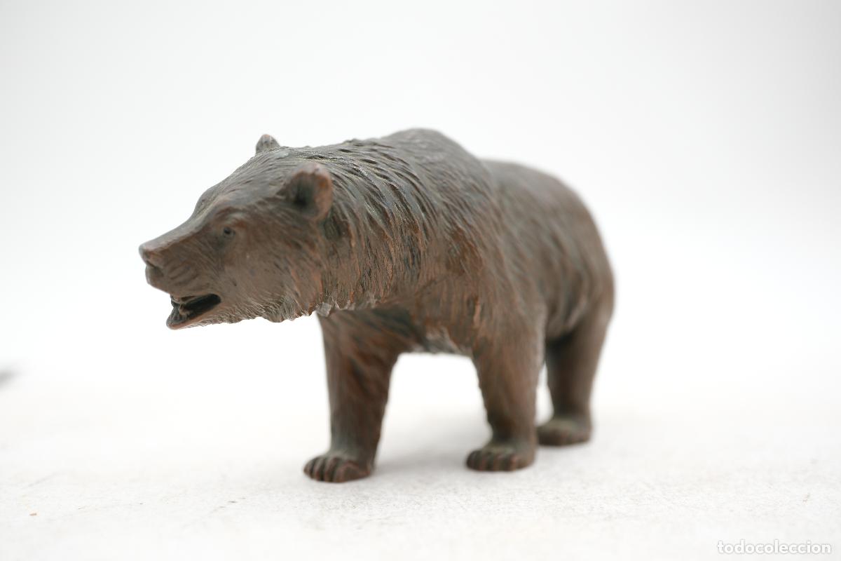 Antig&uuml;edades: Antigua escultura de oso en bronce patinado &ndash; figura animalista &ndash; 13,5 cm