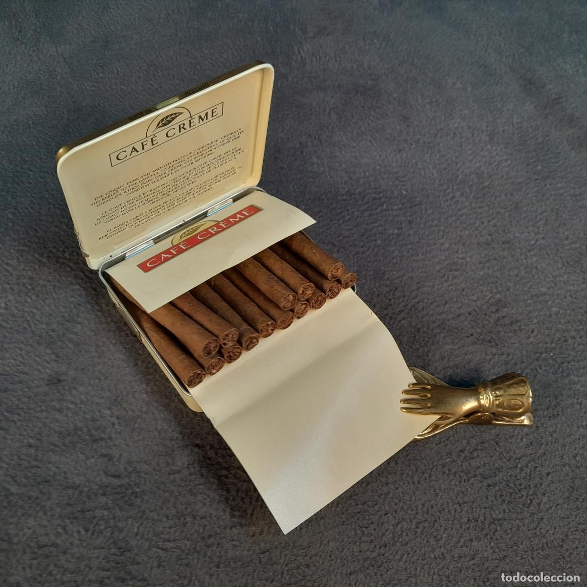 Antig&uuml;edades: LATITA DE CIGARROS CAF&Eacute; CR&Egrave;ME CON 15 UNIDADES. SIGLO XX