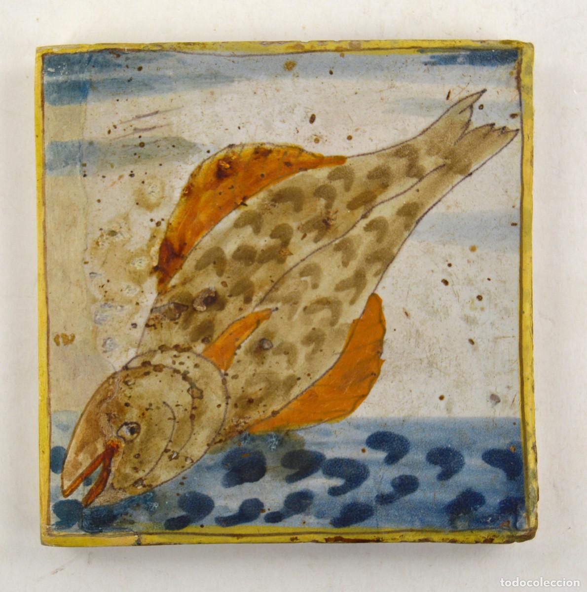Antig&uuml;edades: AZULEJO CATAL&Aacute;N, PEZ. s. XVIII - Foto 1