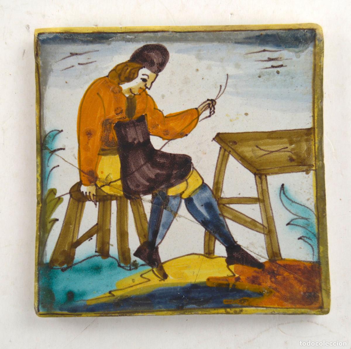 Antig&uuml;edades: AZULEJO CATAL&Aacute;N DE OFICIOS, s. XVIII - Foto 1