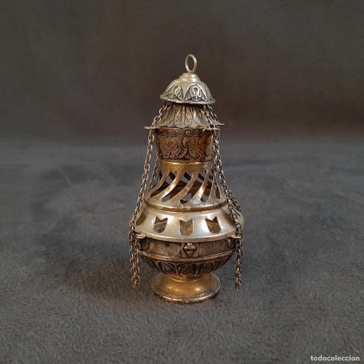 Antig&uuml;edades: PEQUE&Ntilde;O INCENSARIO DE BRONCE PLATEADO. 1900