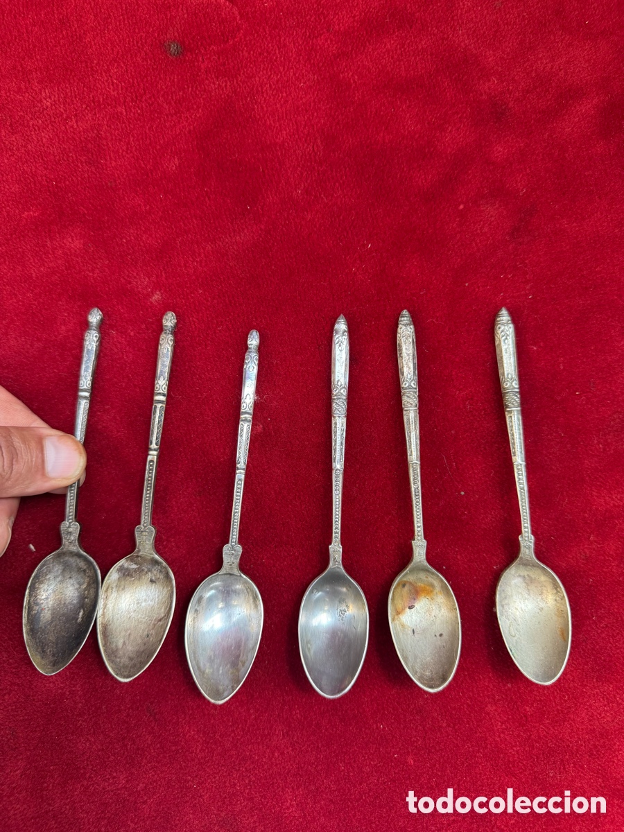 Antig&uuml;edades: Lote de 6 antiguas cucharritas,contrastadas,Cruz de Malta y otro!