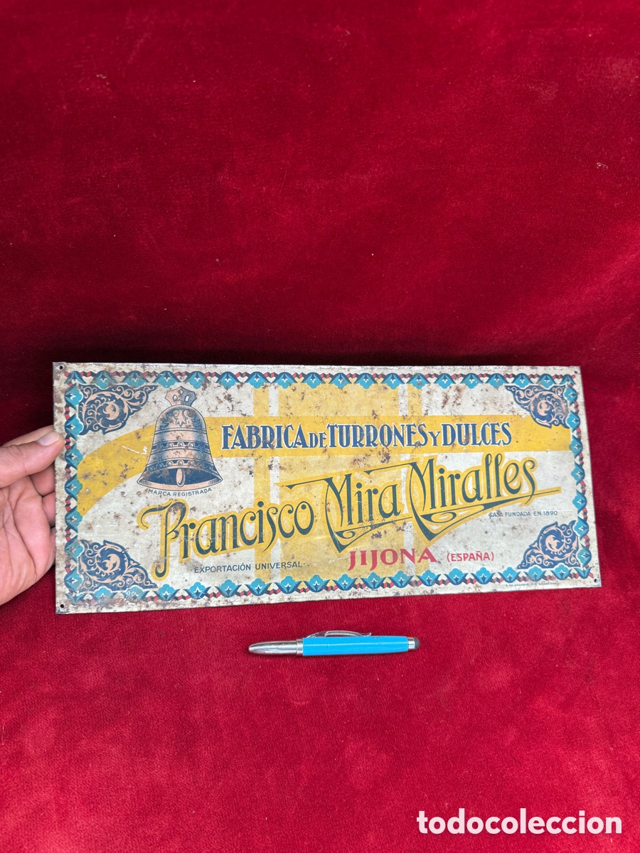 Antig&uuml;edades: Antiguo cartel de chapa,Jijona!Turones y dulces!