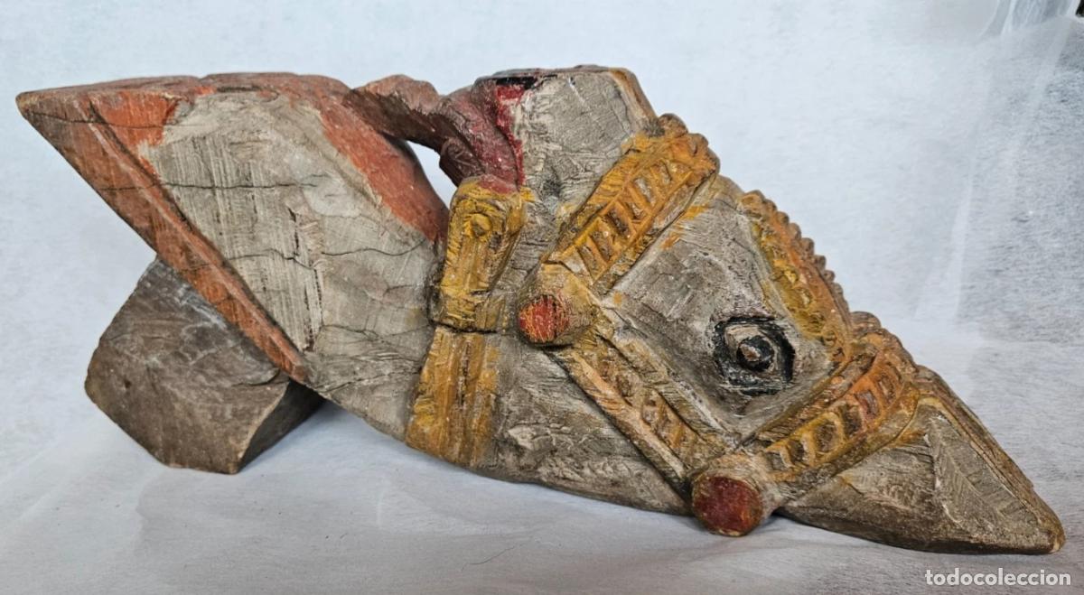 Antig&uuml;edades: DECORATION SCULPTURE PROTOM&Eacute; TETE DE CHEVAL EN BOIS POLYCHROME