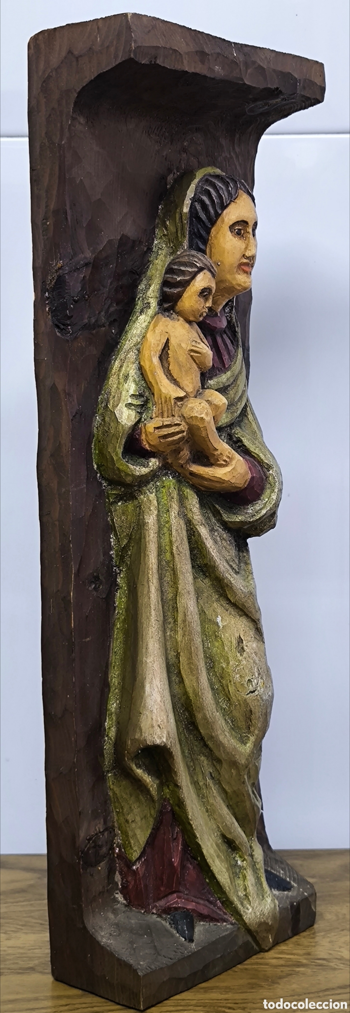 Antig&uuml;edades: ANTIGUA VIRGEN, MADERA POLICROMADA - Foto 2