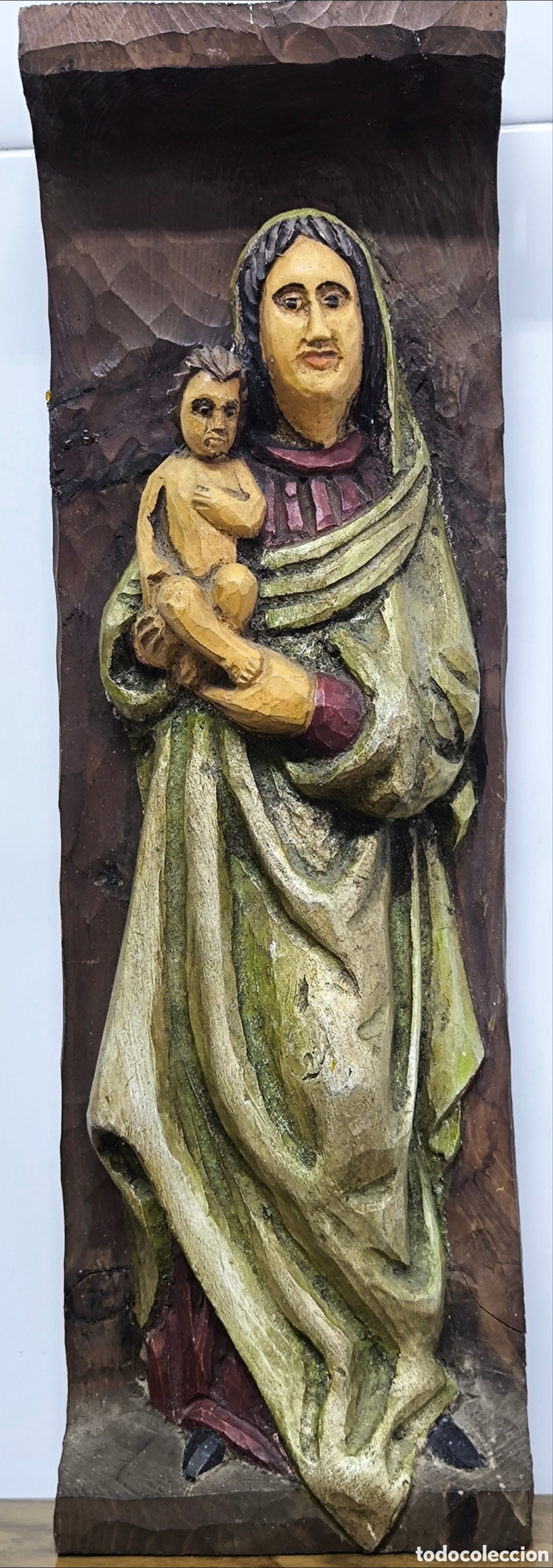 Antig&uuml;edades: ANTIGUA VIRGEN MADERA MADERA POLICROMADA