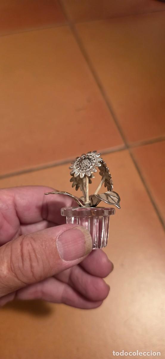 Antig&uuml;edades: Preciosa miniatura girasoles plata y cristal