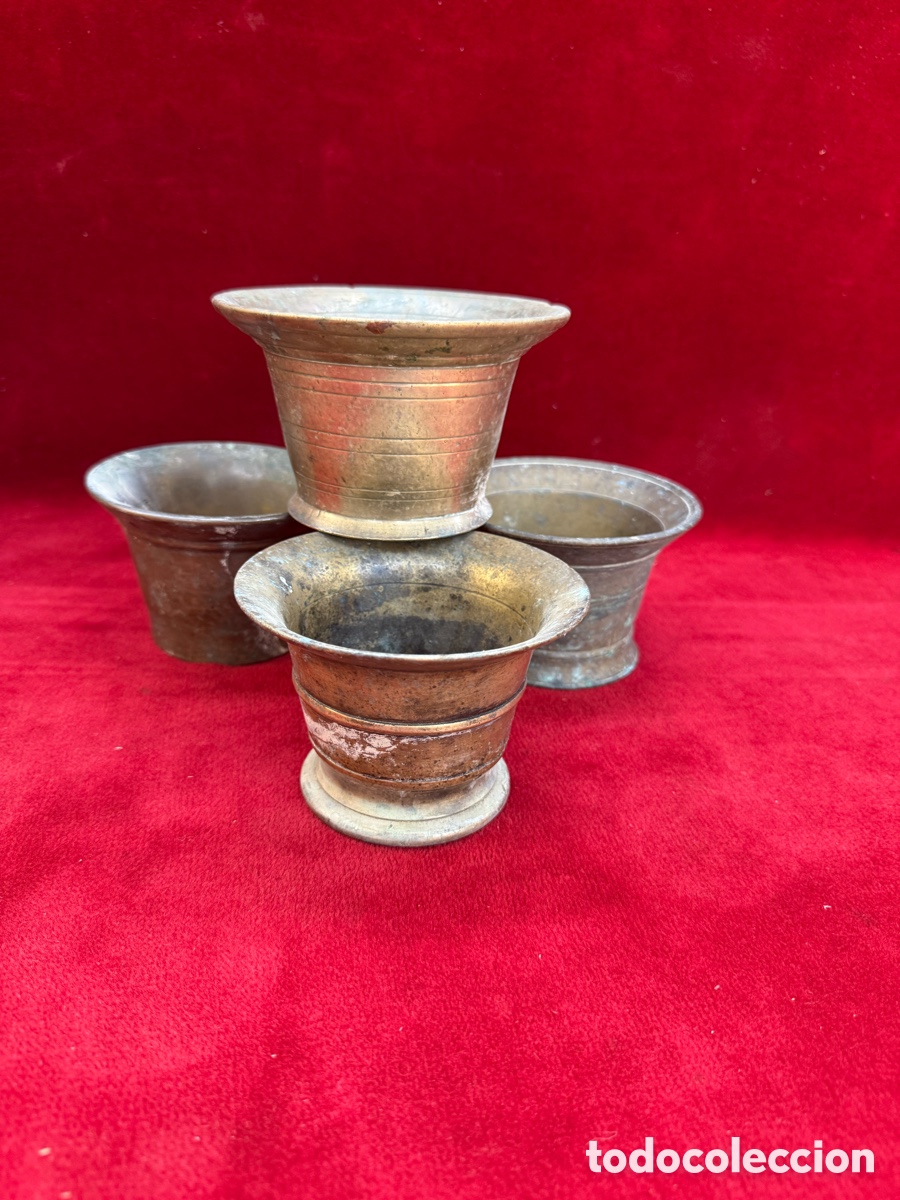 Antig&uuml;edades: Lote de 4 morteros antiguos de bronce!