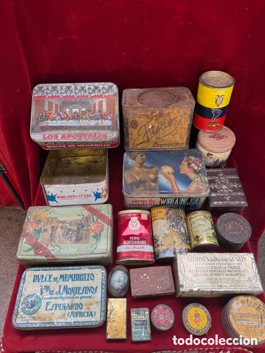 Antig&uuml;edades: Gran lote de cajas de hojalata serigrafiadas!