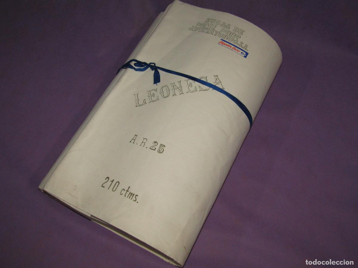 Antig&uuml;edades: Antigua Bobina Rollo de Tela Algod&oacute;n Puro LEONESA de Sucesora de J. COMA y CROS a Estrenar