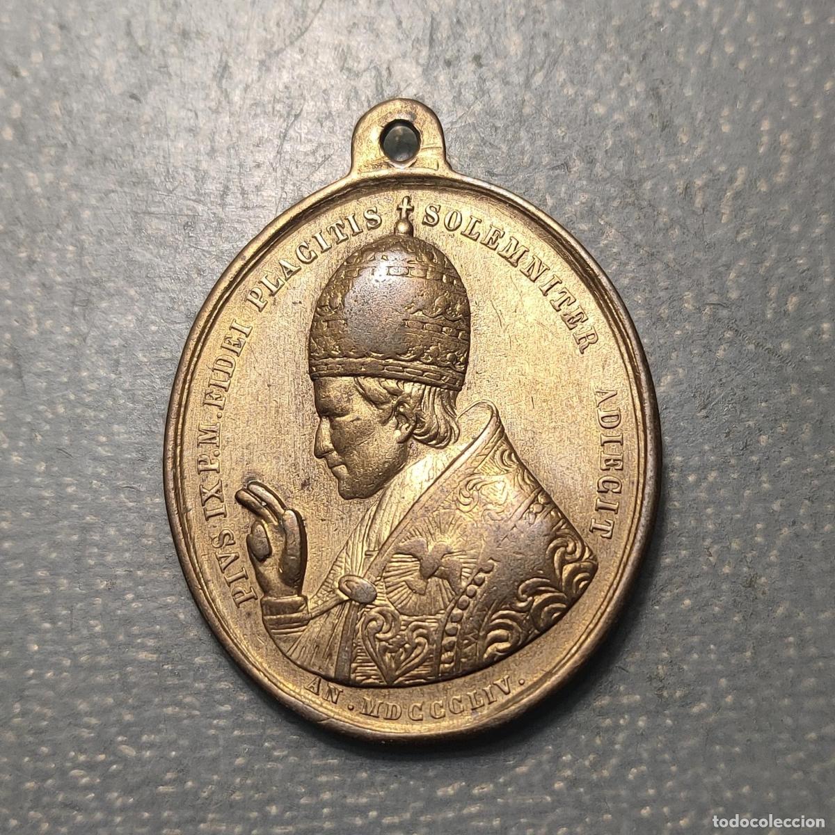 Antig&uuml;edades: MEDALLA RELIGIOSA 1854 ROMA PIO IX INMACULADA CONCEPCION LATON