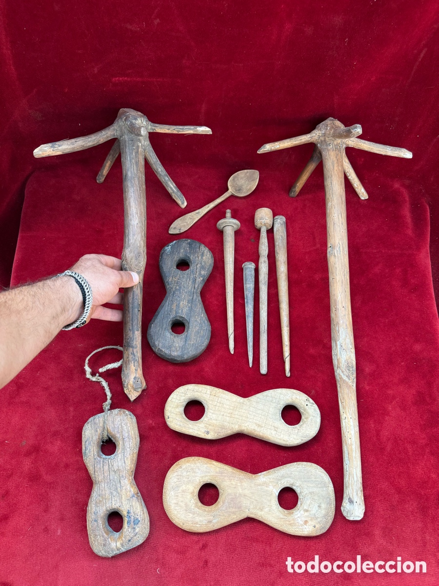 Antig&uuml;edades: Gran lote de objetos antiguos de madera!Sig.XIX-XX