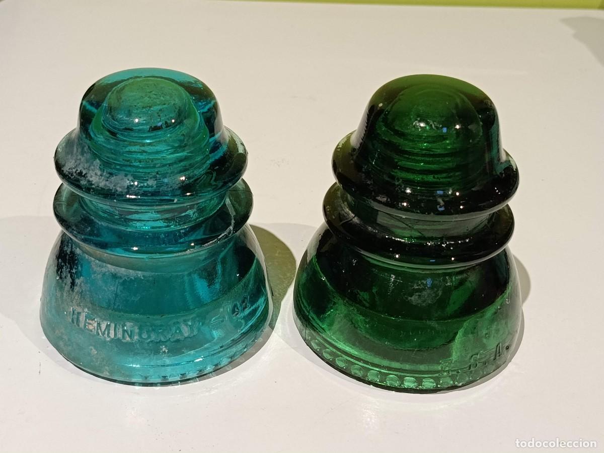 Antig&uuml;edades: Lote j&iacute;cara azul y verde 2 jicaras aislante