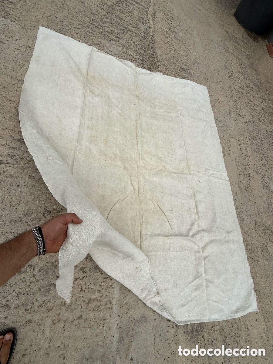 Antig&uuml;edades: Antigua sabana de lino grueso y pesado!Siglo XIX
