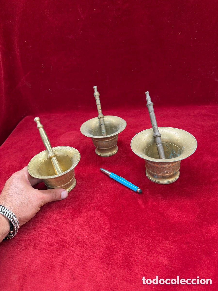 Antig&uuml;edades: Lote de 3 morteros antiguos de bronce! - Foto 4